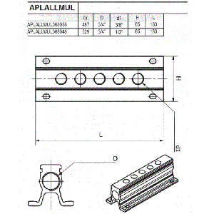 Colector en Aluminio 5 salidas  frontales ref. APLALLMUL